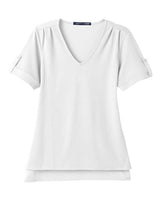 Devon & Jones DG20WB Ladies' CrownLux Performance Plaited Rolled-Sleeve Top #color_WHITE
