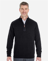 Devon & Jones DG478 Men's Manchester Fully-Fashioned Quarter-Zip Sweater #color_BLACK/ GRAPHITE