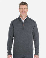 Devon & Jones DG478 Men's Manchester Fully-Fashioned Quarter-Zip Sweater #color_DK GREY HTH/ BLK