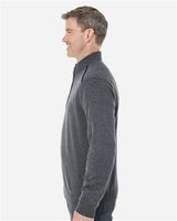 Devon & Jones DG478 Men's Manchester Fully-Fashioned Quarter-Zip Sweater #color_DK GREY HTH/ BLK