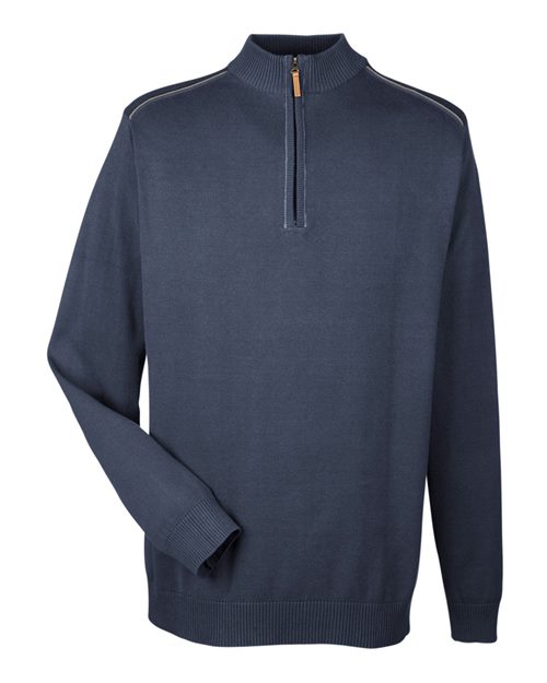 Devon & Jones DG478 Men's Manchester Fully-Fashioned Quarter-Zip Sweater #color_NAVY/ GRAPHITE