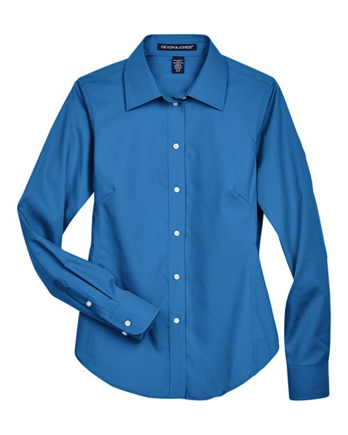 Devon & Jones D630W Ladies' Crown Woven Collection Solid Oxford #color_FRENCH BLUE