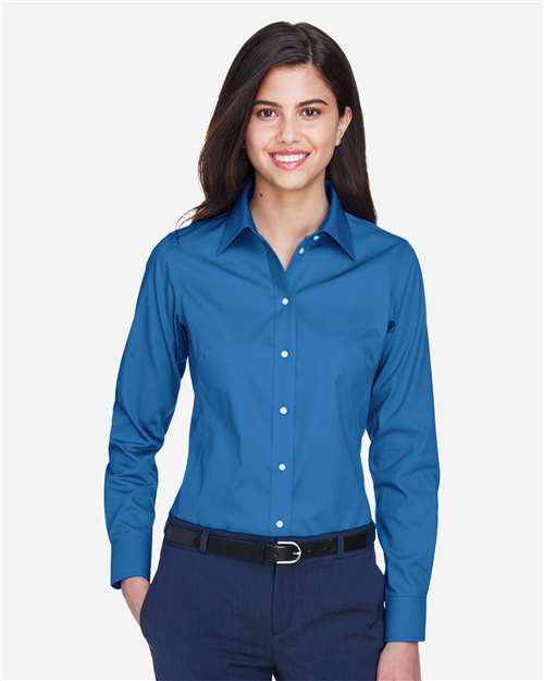 Devon & Jones D630W Ladies' Crown Woven Collection Solid Oxford #color_FRENCH BLUE