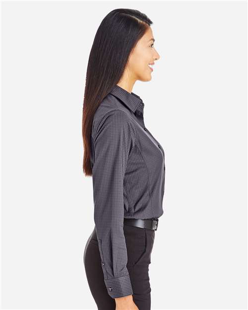 Devon & Jones DG535W CrownLux Performance Ladies' Tonal Mini Check Shirt #color_CARBON