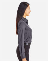 Devon & Jones DG535W CrownLux Performance Ladies' Tonal Mini Check Shirt #color_CARBON