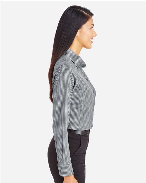 Devon & Jones DG535W CrownLux Performance Ladies' Tonal Mini Check Shirt #color_GRAPHITE