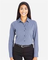 Devon & Jones DG535W CrownLux Performance Ladies' Tonal Mini Check Shirt #color_NAVY