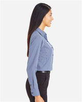 Devon & Jones DG535W CrownLux Performance Ladies' Tonal Mini Check Shirt #color_NAVY