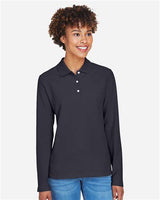 Devon & Jones D110W Ladies' Pima Piqu Long-Sleeve Polo #color_NAVY
