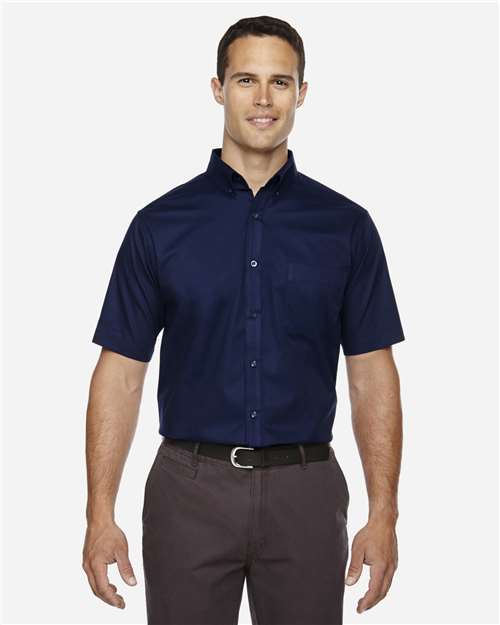 Core 365 88194T Men's Tall Optimum Short-Sleeve Twill Shirt #color_CLASSIC NAVY