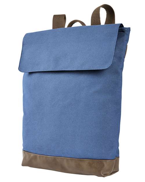 Authentic Pigment AP1922 Canvas Rucksack #color_DENIM/ BROWN