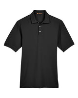 Harriton M265 Men's 5.6 oz. Easy Blend Polo #color_BLACK