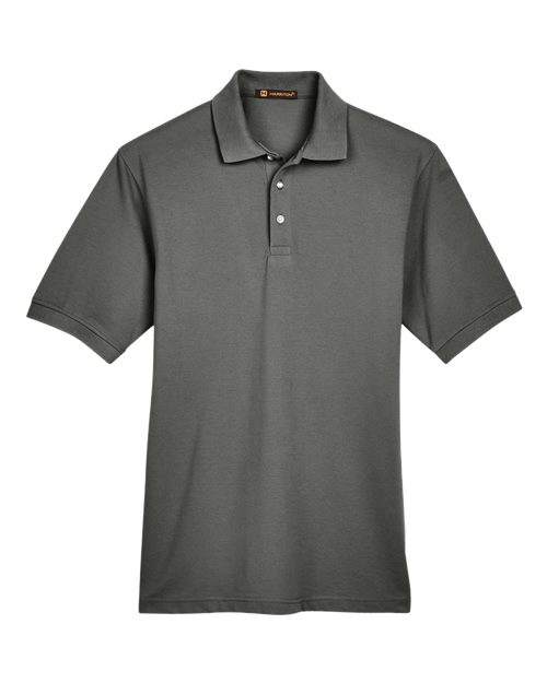 Harriton M265 Men's 5.6 oz. Easy Blend Polo #color_CHARCOAL