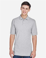 Harriton M265 Men's 5.6 oz. Easy Blend Polo #color_GREY HEATHER