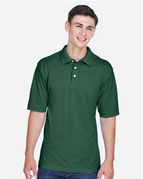 Harriton M265 Men's 5.6 oz. Easy Blend Polo #color_HUNTER