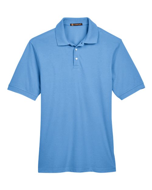 Harriton M265 Men's 5.6 oz. Easy Blend Polo #color_LT COLLEGE BLUE