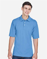 Harriton M265 Men's 5.6 oz. Easy Blend Polo #color_LT COLLEGE BLUE