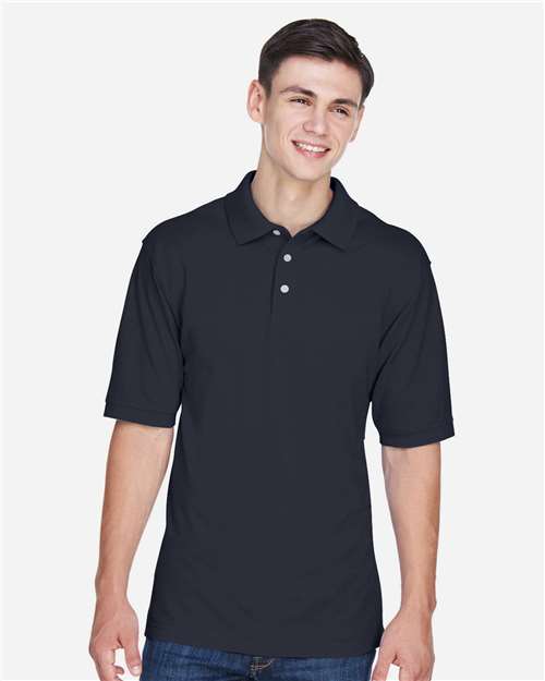 Harriton M265 Men's 5.6 oz. Easy Blend Polo #color_NAVY