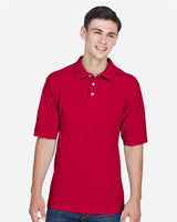 Harriton M265 Men's 5.6 oz. Easy Blend Polo #color_RED