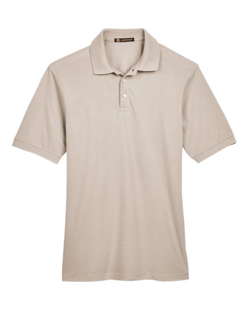 Harriton M265 Men's 5.6 oz. Easy Blend Polo #color_STONE