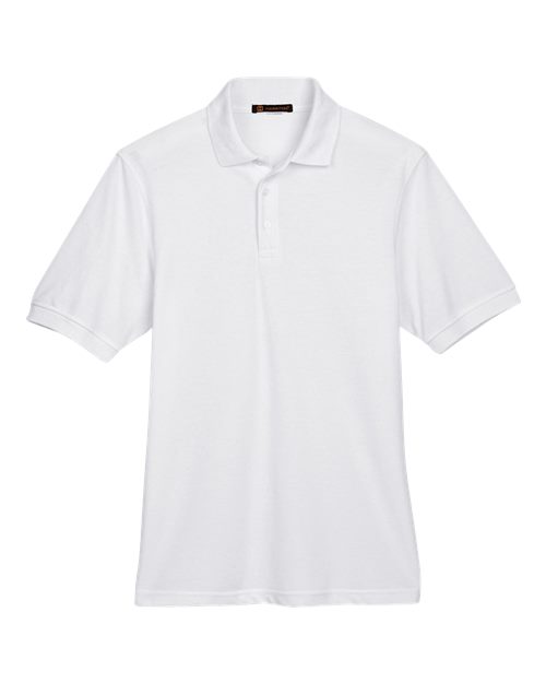 Harriton M265 Men's 5.6 oz. Easy Blend Polo #color_WHITE