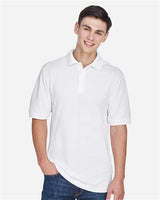 Harriton M265 Men's 5.6 oz. Easy Blend Polo #color_WHITE