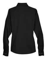 Harriton M500W Ladies' Easy Blend Long-Sleeve TwillShirt with Stain-Release #color_BLACK