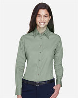 Harriton M500W Ladies' Easy Blend Long-Sleeve TwillShirt with Stain-Release #color_DILL