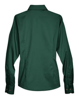 Harriton M500W Ladies' Easy Blend Long-Sleeve TwillShirt with Stain-Release #color_HUNTER