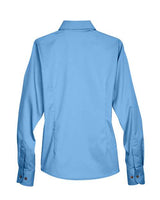 Harriton M500W Ladies' Easy Blend Long-Sleeve TwillShirt with Stain-Release #color_LT COLLEGE BLUE