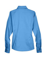 Harriton M500W Ladies' Easy Blend Long-Sleeve TwillShirt with Stain-Release #color_NAUTICAL BLUE