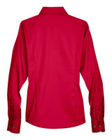 Harriton M500W Ladies' Easy Blend Long-Sleeve TwillShirt with Stain-Release #color_RED