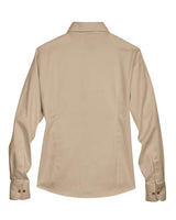 Harriton M500W Ladies' Easy Blend Long-Sleeve TwillShirt with Stain-Release #color_STONE