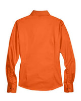 Harriton M500W Ladies' Easy Blend Long-Sleeve TwillShirt with Stain-Release #color_TEAM ORANGE