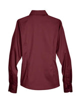 Harriton M500W Ladies' Easy Blend Long-Sleeve TwillShirt with Stain-Release #color_WINE