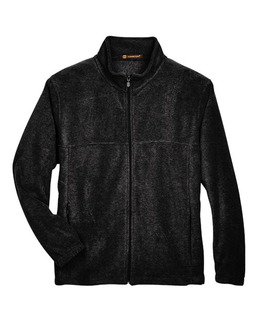 Harriton M990 Men's 8 oz. Full-Zip Fleece #color_BLACK