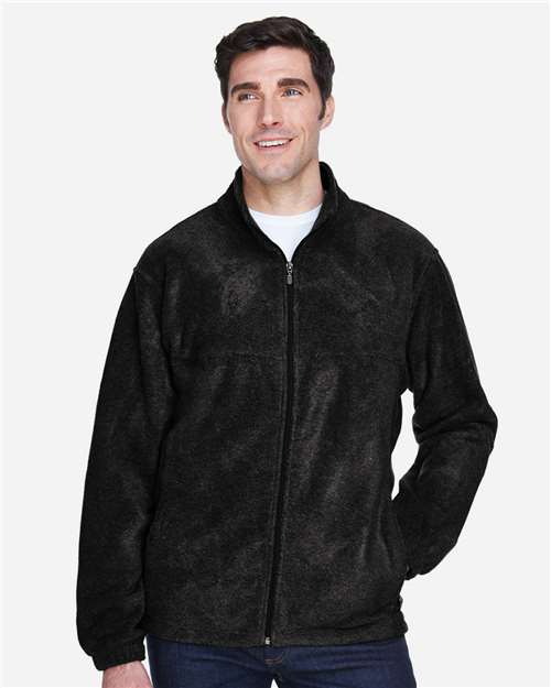 Harriton M990 Men's 8 oz. Full-Zip Fleece #color_BLACK