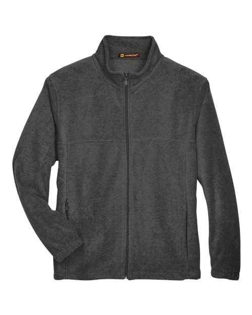 Harriton M990 Men's 8 oz. Full-Zip Fleece #color_CHARCOAL