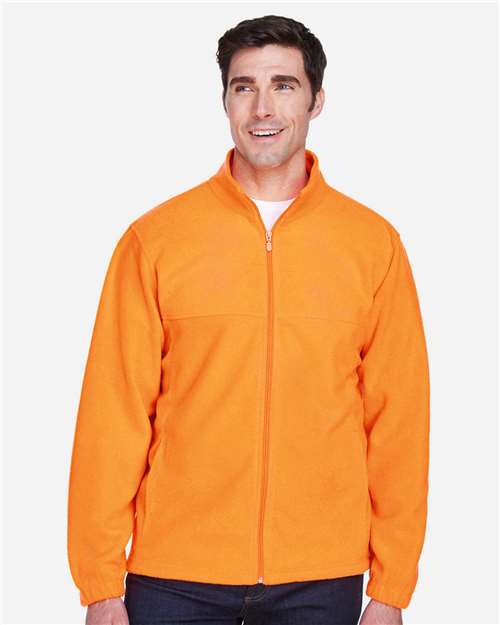 Harriton M990 Men's 8 oz. Full-Zip Fleece #color_SAFETY ORANGE