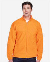Harriton M990 Men's 8 oz. Full-Zip Fleece #color_SAFETY ORANGE