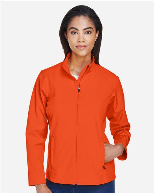Team 365 TT80W Ladies' Leader Soft Shell Jacket #color_SPORT ORANGE