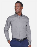 Harriton M500 Men's Easy Blend Long-Sleeve TwillShirt withStain-Release #color_DARK GREY