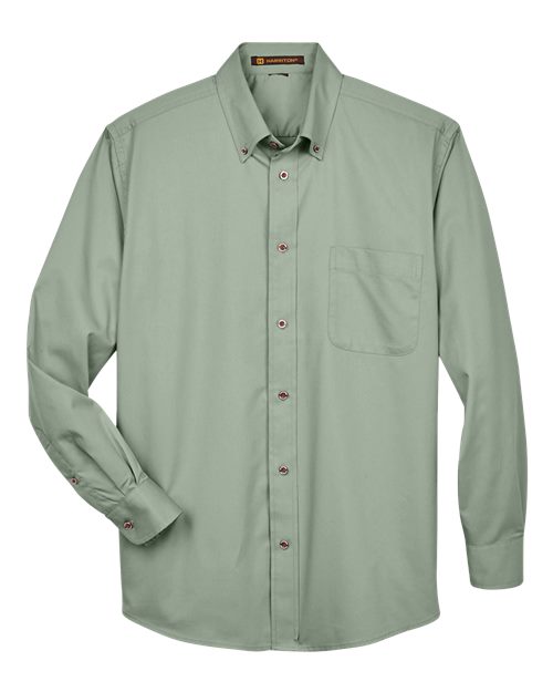 Harriton M500 Men's Easy Blend Long-Sleeve TwillShirt withStain-Release #color_DILL