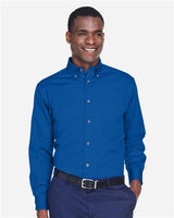 Harriton M500 Men's Easy Blend Long-Sleeve TwillShirt withStain-Release #color_FRENCH BLUE