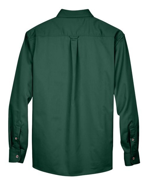 Harriton M500 Men's Easy Blend Long-Sleeve TwillShirt withStain-Release #color_HUNTER