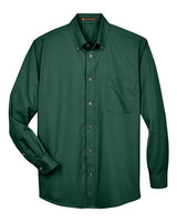 Harriton M500 Men's Easy Blend Long-Sleeve TwillShirt withStain-Release #color_HUNTER