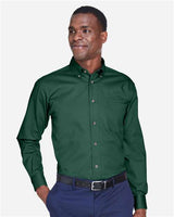 Harriton M500 Men's Easy Blend Long-Sleeve TwillShirt withStain-Release #color_HUNTER