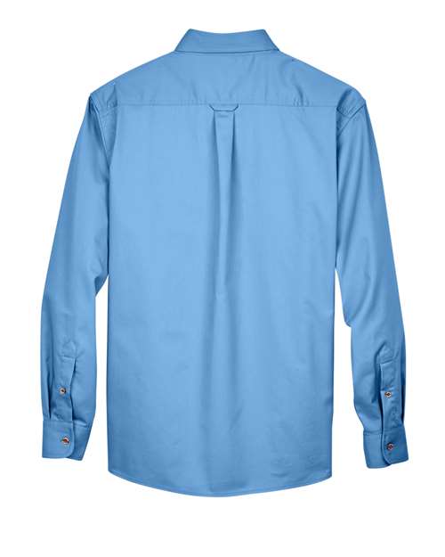 Harriton M500 Men's Easy Blend Long-Sleeve TwillShirt withStain-Release #color_LT COLLEGE BLUE