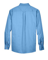 Harriton M500 Men's Easy Blend Long-Sleeve TwillShirt withStain-Release #color_LT COLLEGE BLUE