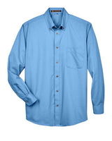 Harriton M500 Men's Easy Blend Long-Sleeve TwillShirt withStain-Release #color_LT COLLEGE BLUE